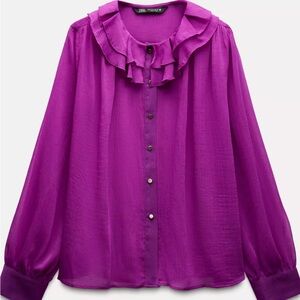 NWT Zara Women's Sheer Purple Blouse
